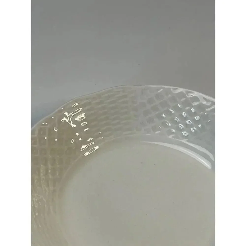 Burleigh Ironstone Staffordshire England White Basketweave Berry Bowls Set of 5